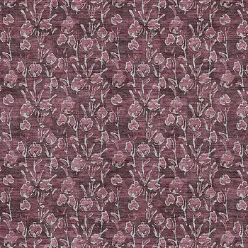 5' X 8' Merlot Mauve And Ivory Floral Washable Indoor Outdoor Area Rug