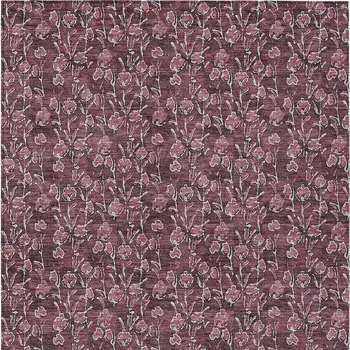 10' X 14' Merlot Mauve And Ivory Floral Washable Indoor Outdoor Area Rug