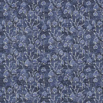 10' X 14' Navy Blue Denim Blue And Ivory Floral Washable Indoor Outdoor Area Rug