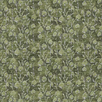 5' X 8' Olive Green Artichoke Green And Ivory Floral Washable Indoor Outdoor Area Rug