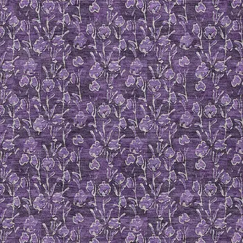 3' X 5' Purple Eggplant And Ivory Floral Washable Indoor Outdoor Area Rug