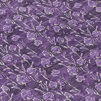8' Purple Eggplant And Ivory Round Floral Washable Indoor Outdoor Area Rug