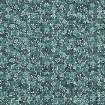 8' X 10' Teal Blue Aqua And Ivory Floral Washable Indoor Outdoor Area Rug