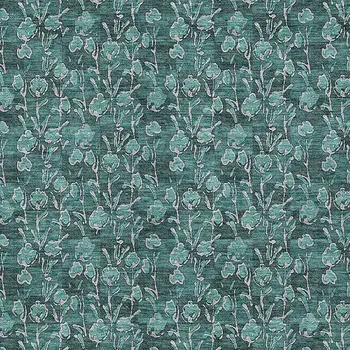 10' X 14' Teal Blue Aqua And Ivory Floral Washable Indoor Outdoor Area Rug