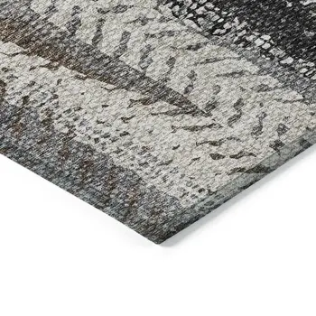 3' X 5' Brown Gray And Ivory Botanical Leaves Washable Indoor Outdoor Area Rug