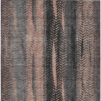 10' X 14' Blue Charcoal And Copper Botanical Leaves Washable Indoor Outdoor Area Rug