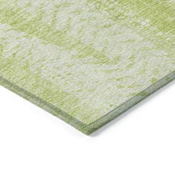 8' X 10' Artichoke Green And Ivory Botanical Leaves Washable Indoor Outdoor Area Rug