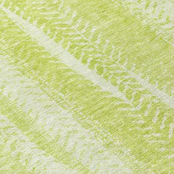 8' X 10' Artichoke Green And Ivory Botanical Leaves Washable Indoor Outdoor Area Rug