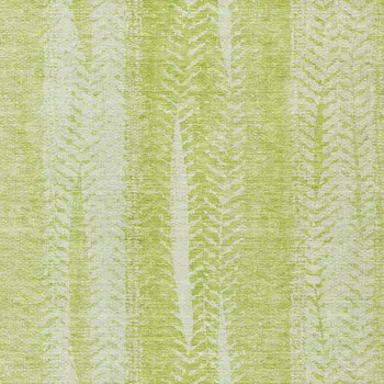 10' X 14' Artichoke Green And Ivory Botanical Leaves Washable Indoor Outdoor Area Rug