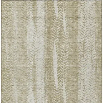 5' X 8' Beige Tan And Taupe Botanical Leaves Washable Indoor Outdoor Area Rug