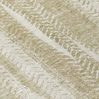 8' Beige Tan And Taupe Round Botanical Leaves Washable Indoor Outdoor Area Rug