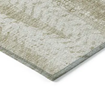 8' X 10' Beige Tan And Taupe Botanical Leaves Washable Indoor Outdoor Area Rug