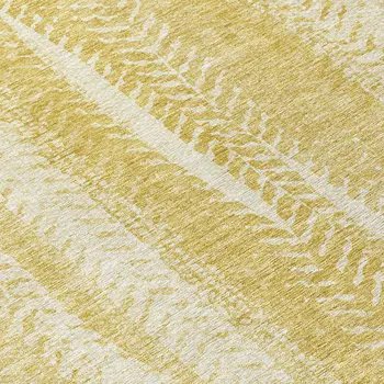 8' X 10' Gold Wheat And Ivory Botanical Leaves Washable Indoor Outdoor Area Rug