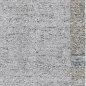 3' X 5' Taupe Beige And Blue Geometric Washable Indoor Outdoor Area Rug