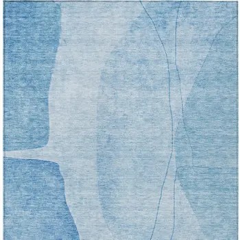 8' X 10' Denim Blue And Sky Blue Abstract Washable Indoor Outdoor Area Rug