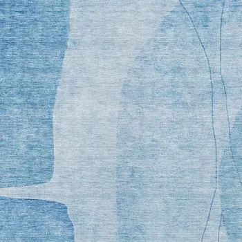 8' X 10' Denim Blue And Sky Blue Abstract Washable Indoor Outdoor Area Rug