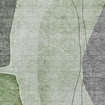 3' X 5' Olive Green And Gray Abstract Washable Indoor Outdoor Area Rug