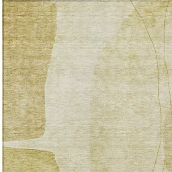 3' X 5' Gold Wheat And Beige Abstract Washable Indoor Outdoor Area Rug