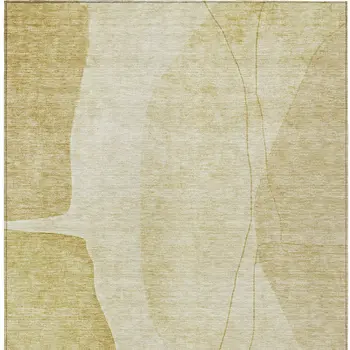 5' X 8' Gold Wheat And Beige Abstract Washable Indoor Outdoor Area Rug