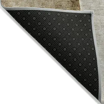 8' X 10' Taupe Beige And Gray Abstract Washable Indoor Outdoor Area Rug