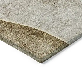 8' X 10' Taupe Beige And Gray Abstract Washable Indoor Outdoor Area Rug