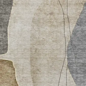 10' X 14' Taupe Beige And Gray Abstract Washable Indoor Outdoor Area Rug