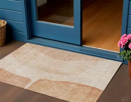 3' X 5' Terra Cotta Orange And Copper Abstract Washable Indoor Outdoor Area Rug