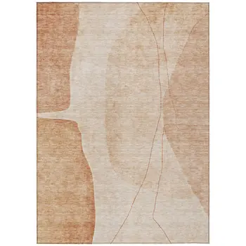 3' X 5' Terra Cotta Orange And Copper Abstract Washable Indoor Outdoor Area Rug