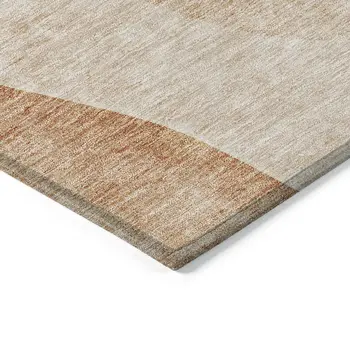 3' X 5' Terra Cotta Orange And Copper Abstract Washable Indoor Outdoor Area Rug