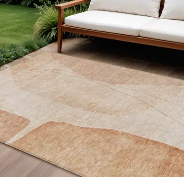 8' X 10' Terra Cotta Orange And Copper Abstract Washable Indoor Outdoor Area Rug