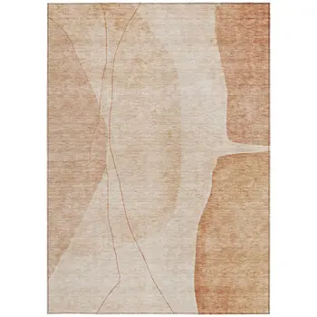 10' X 14' Terra Cotta Orange And Copper Abstract Washable Indoor Outdoor Area Rug