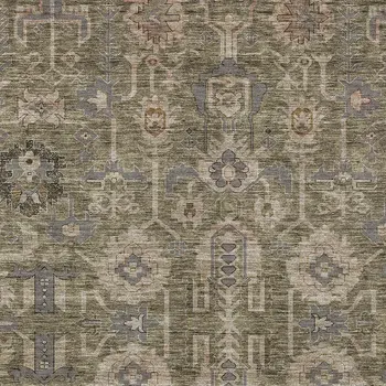 3' X 5' Brown Gray And Charcoal Oriental Washable Indoor Outdoor Area Rug