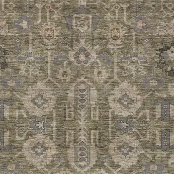 5' X 8' Brown Gray And Charcoal Oriental Washable Indoor Outdoor Area Rug