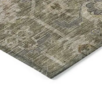 10' X 14' Brown Gray And Charcoal Oriental Washable Indoor Outdoor Area Rug