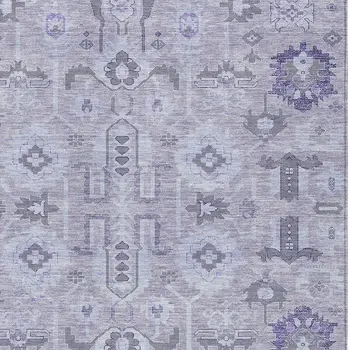 5' X 8' Lavender Purple And Gray Oriental Washable Indoor Outdoor Area Rug