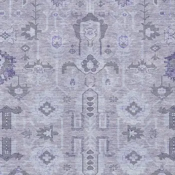 9' X 12' Lavender Purple And Gray Oriental Washable Indoor Outdoor Area Rug