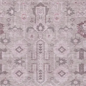 3' X 5' Pink Mauve And Blush Oriental Washable Indoor Outdoor Area Rug