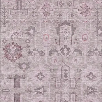 5' X 8' Pink Mauve And Blush Oriental Washable Indoor Outdoor Area Rug