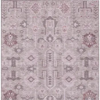 5' X 8' Pink Mauve And Blush Oriental Washable Indoor Outdoor Area Rug
