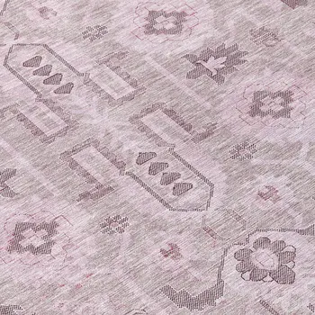 8' Pink Mauve And Blush Round Oriental Washable Indoor Outdoor Area Rug