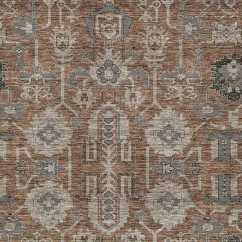 3' X 5' Brown Gray And Charcoal Oriental Washable Indoor Outdoor Area Rug