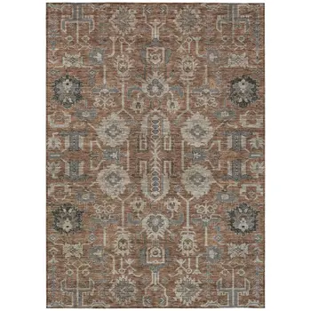 9' X 12' Brown Gray And Charcoal Oriental Washable Indoor Outdoor Area Rug