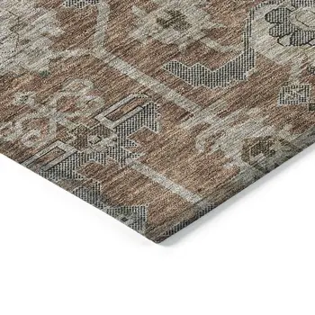 9' X 12' Brown Gray And Charcoal Oriental Washable Indoor Outdoor Area Rug