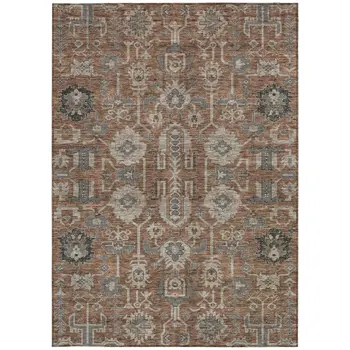 10' X 14' Brown Gray And Charcoal Oriental Washable Indoor Outdoor Area Rug