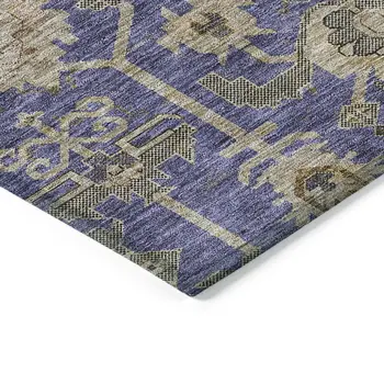5' X 8' Purple Beige And Taupe Oriental Washable Indoor Outdoor Area Rug