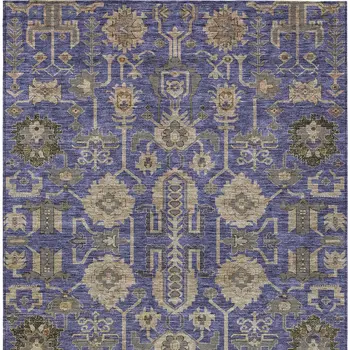 10' X 14' Purple Beige And Taupe Oriental Washable Indoor Outdoor Area Rug