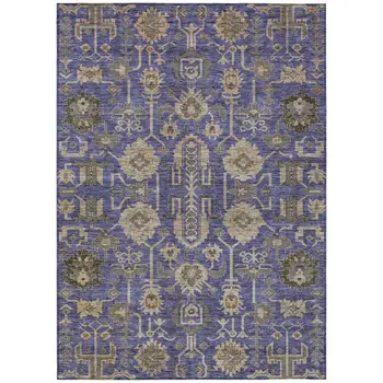 10' X 14' Purple Beige And Taupe Oriental Washable Indoor Outdoor Area Rug