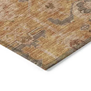 5' X 8' Terra Cotta Beige And Gray Oriental Washable Indoor Outdoor Area Rug