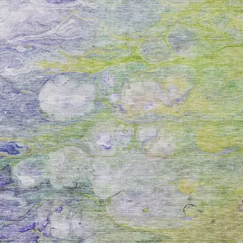 8' X 10' Artichoke Green Purple And Lilac Abstract Washable Indoor Outdoor Area Rug