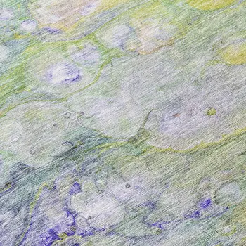 8' X 10' Artichoke Green Purple And Lilac Abstract Washable Indoor Outdoor Area Rug